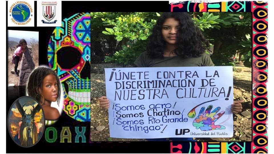 Studienti universitari da Oaxaca in a marcia latinoamericana